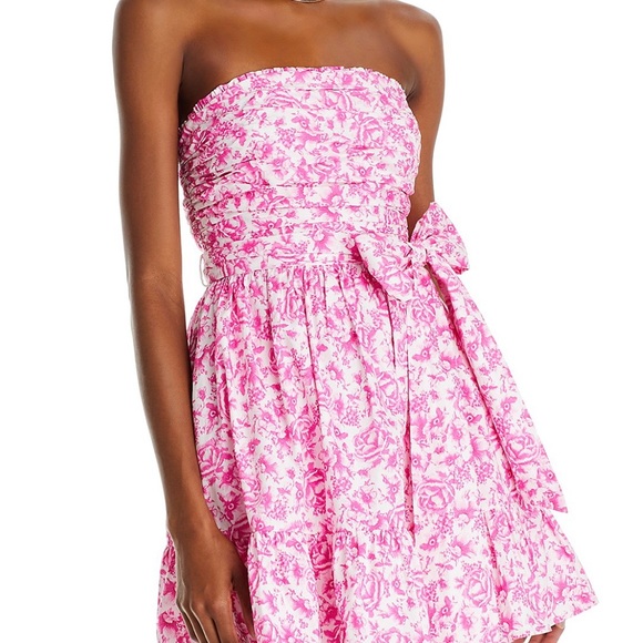 Aqua, Floral Strapless Mini Dress - Picture 5 of 5